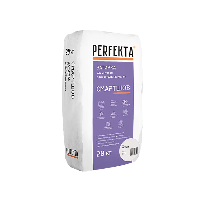 Затирка эластичная водоотталкивающая Perfekta Смартшов белый, 20 кг купить в "Строй-Ресурсе"